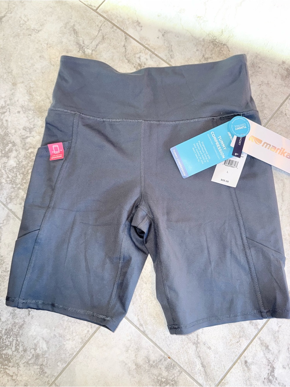 Maria bike short 9 inch inseam. New with tags size large color gray